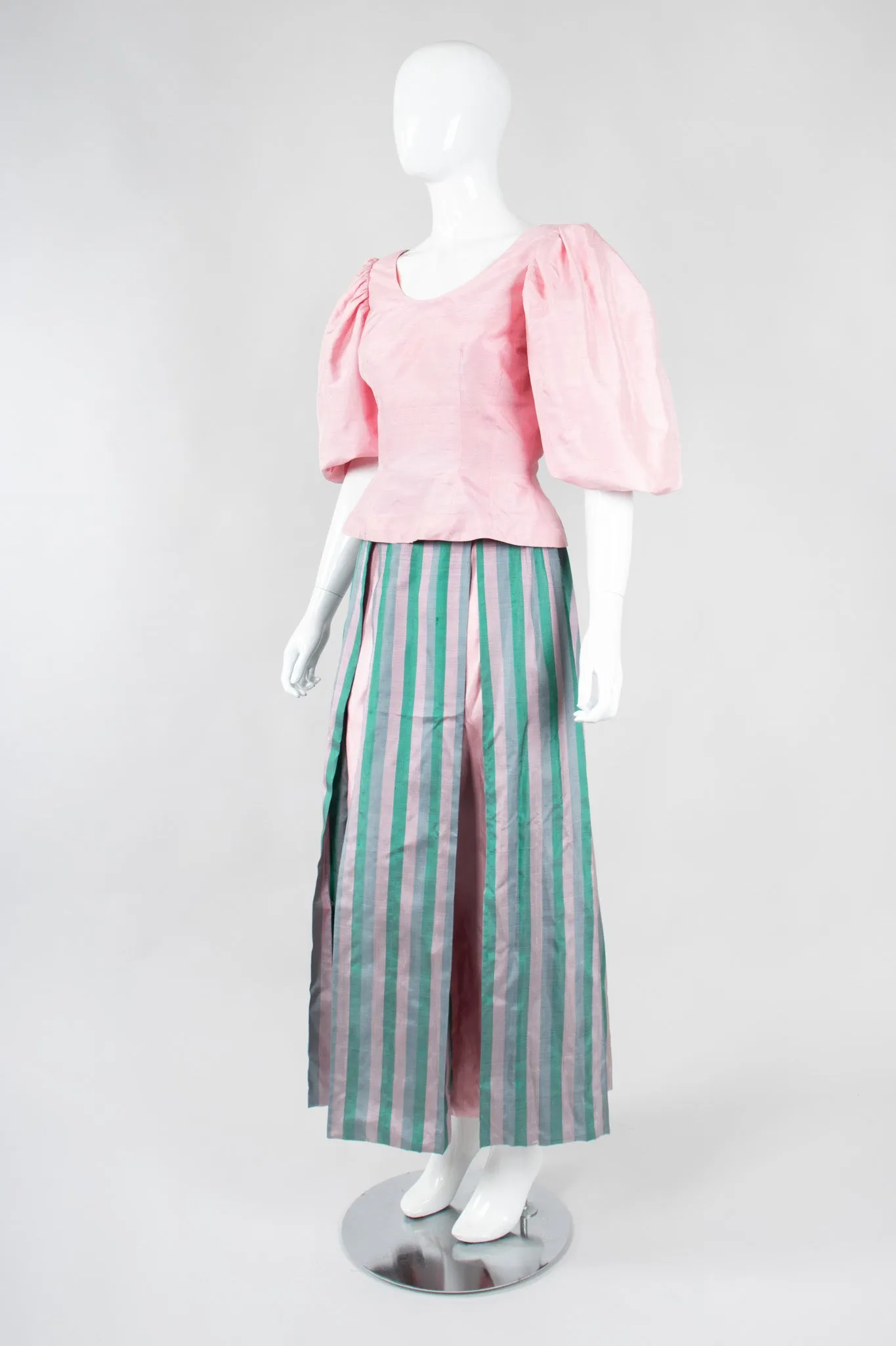 Silk Balloon Sleeve Top & Ball Skirt Set
