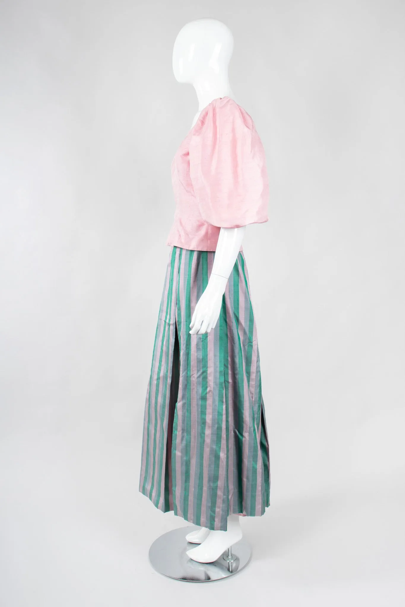 Silk Balloon Sleeve Top & Ball Skirt Set