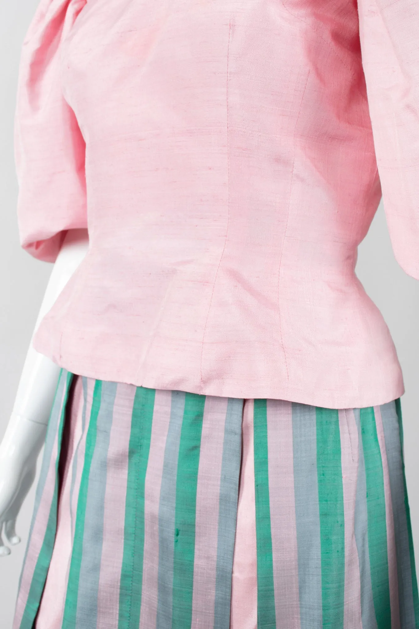 Silk Balloon Sleeve Top & Ball Skirt Set