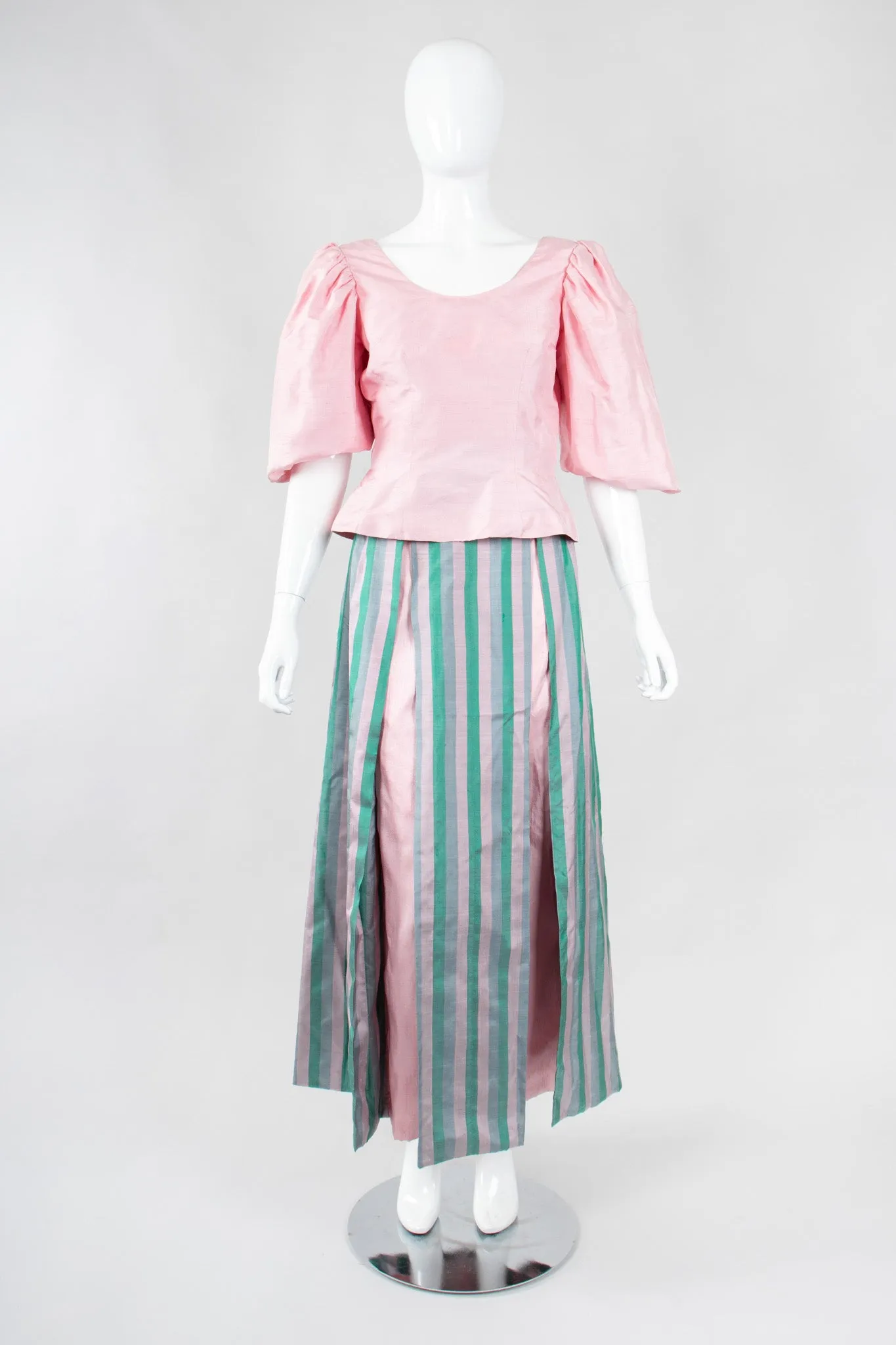Silk Balloon Sleeve Top & Ball Skirt Set