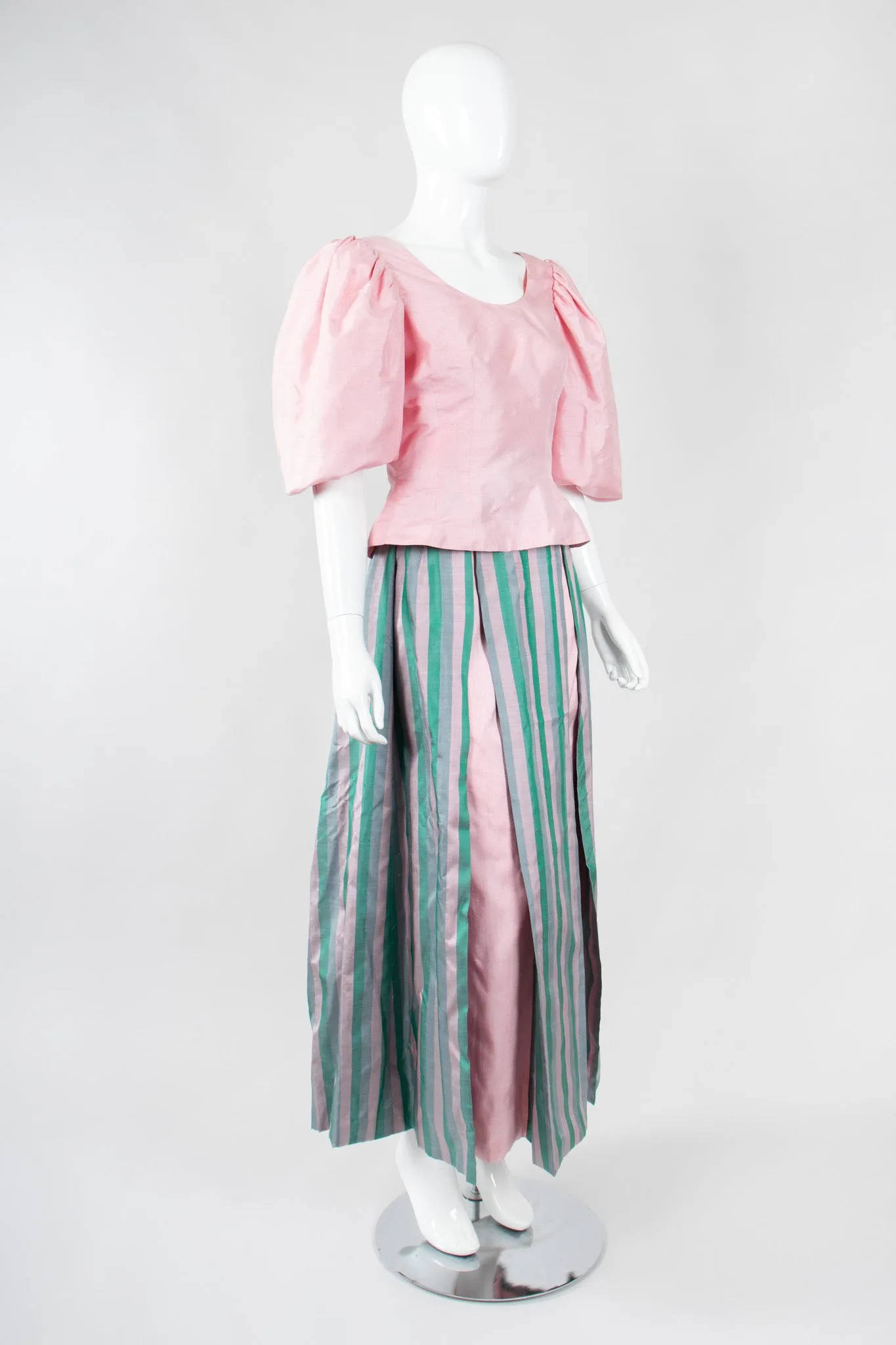 Silk Balloon Sleeve Top & Ball Skirt Set