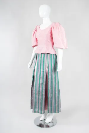 Silk Balloon Sleeve Top & Ball Skirt Set