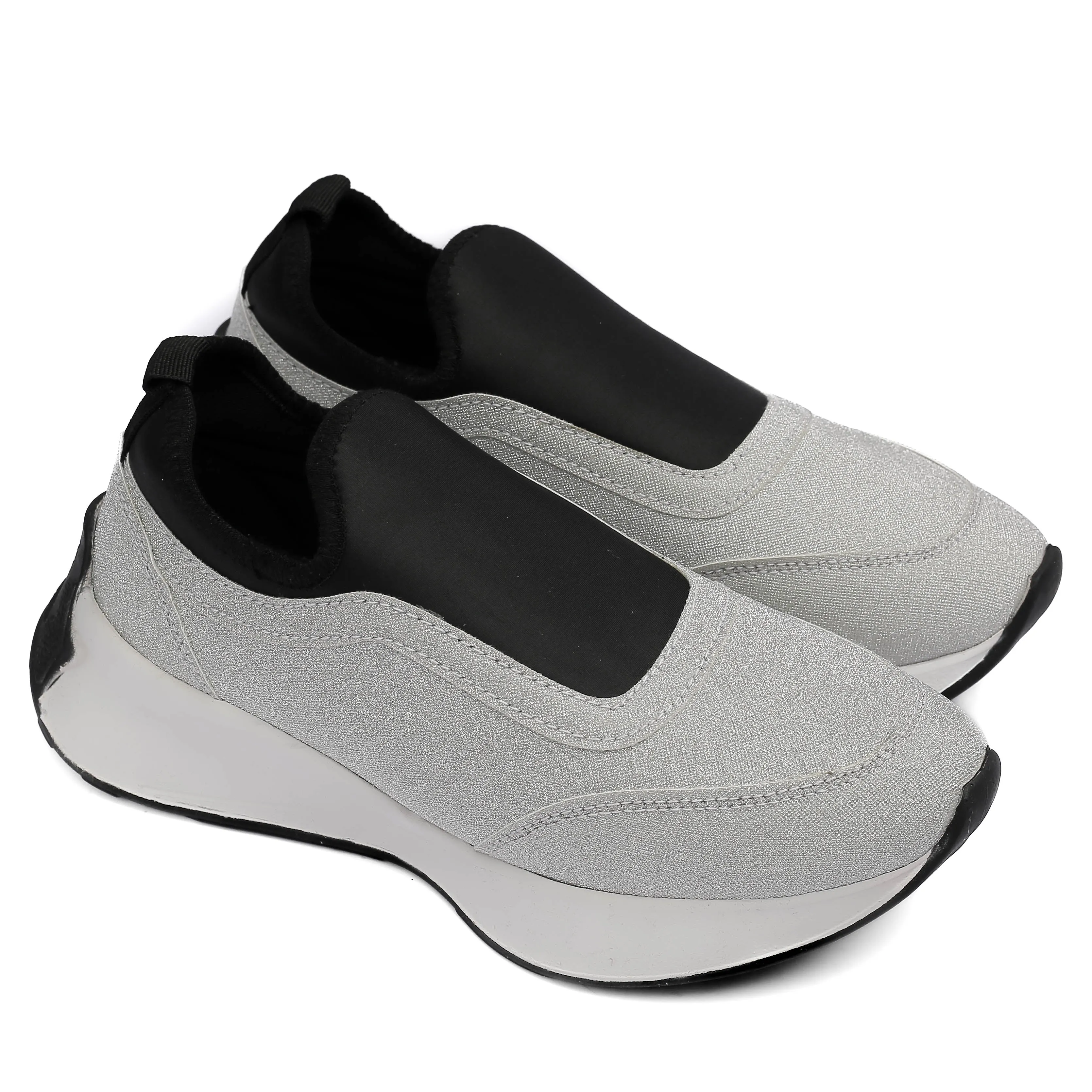 sillver Glitter Slip-On Sneakers