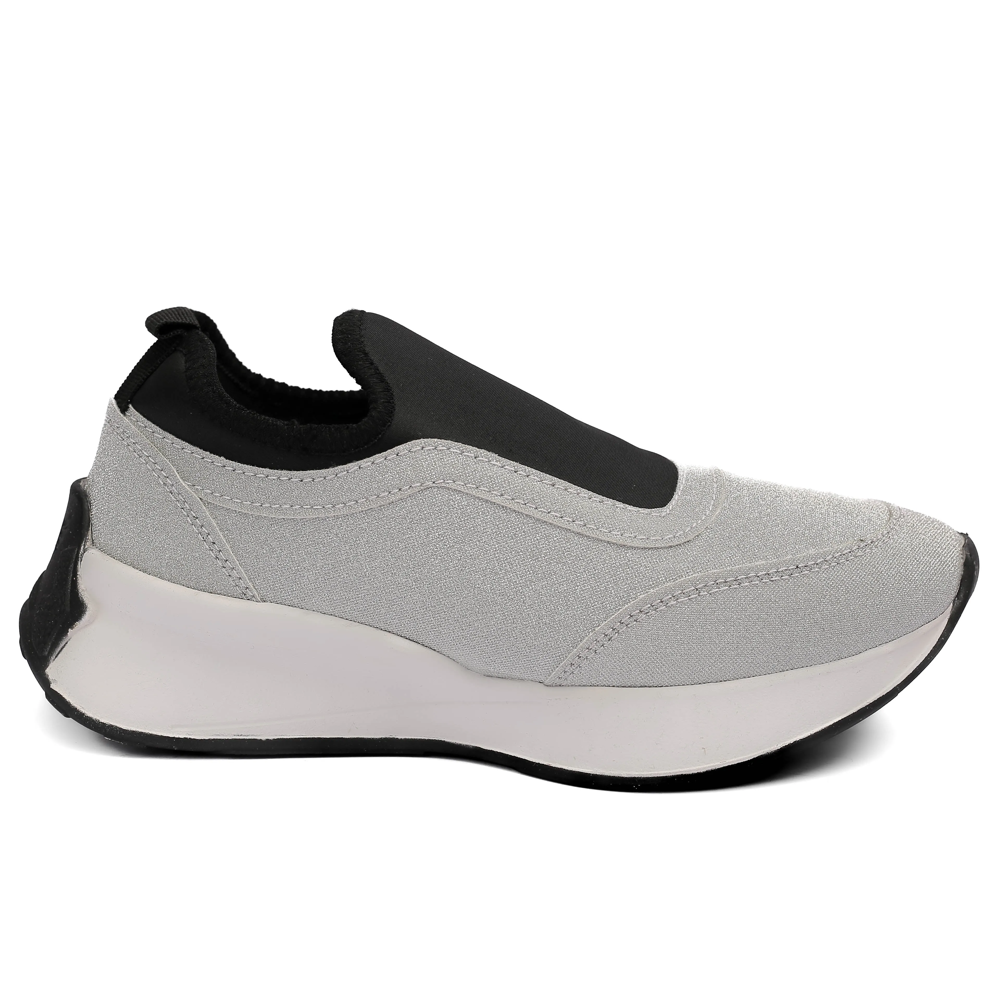 sillver Glitter Slip-On Sneakers