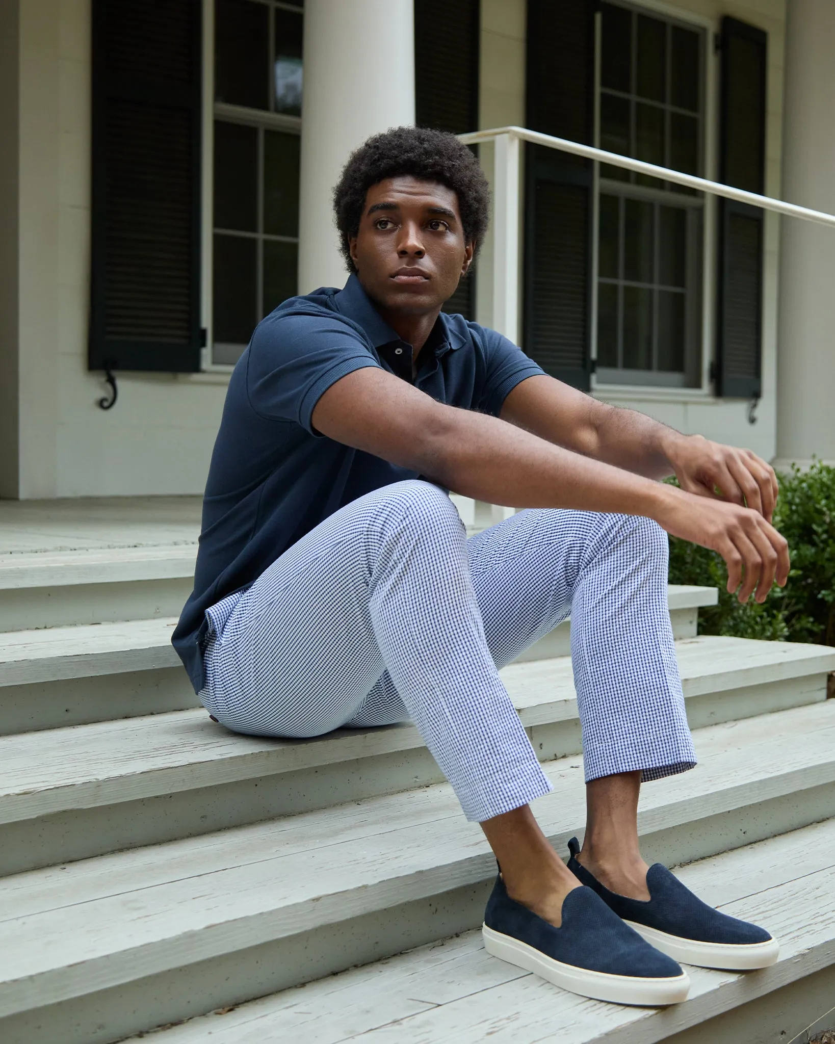 Slip-On Sneaker in Navy Perforated Suede