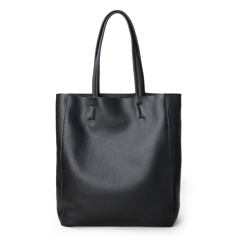 Soft Cowhide Genuine Leather Shoulder Shopping Bag