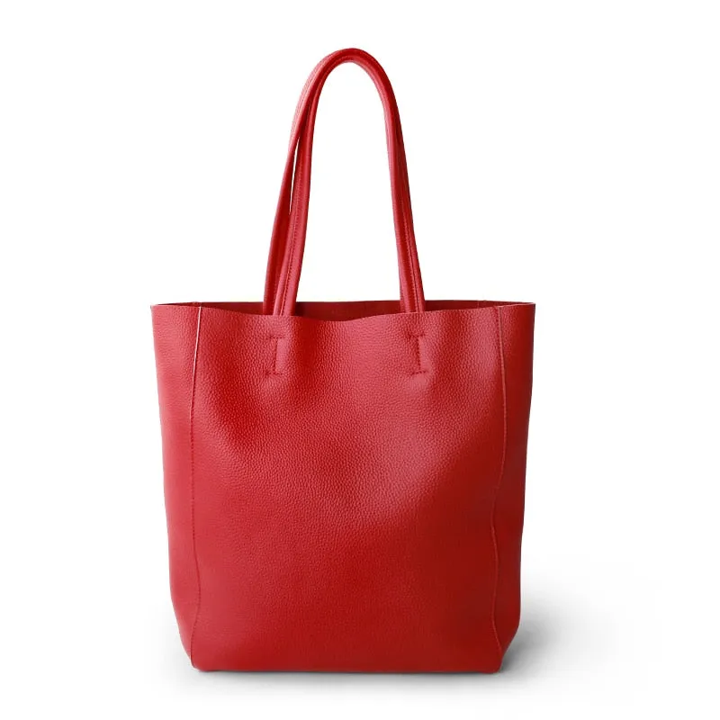 Soft Cowhide Genuine Leather Shoulder Shopping Bag