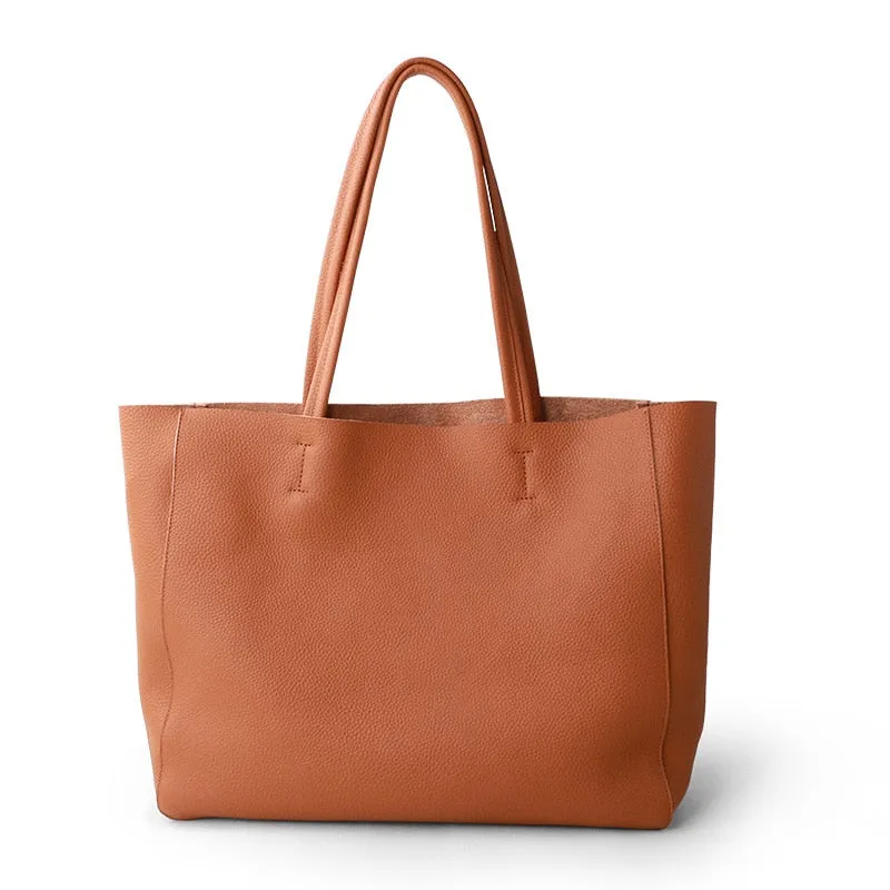 Soft Cowhide Genuine Leather Shoulder Shopping Bag