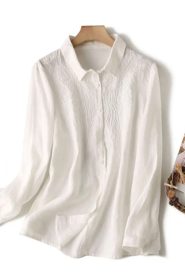 Solid Color Embroidery Shirt