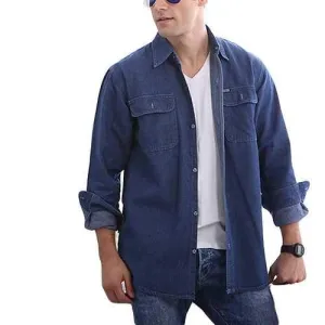 Solid Color Loose Denim Shirts