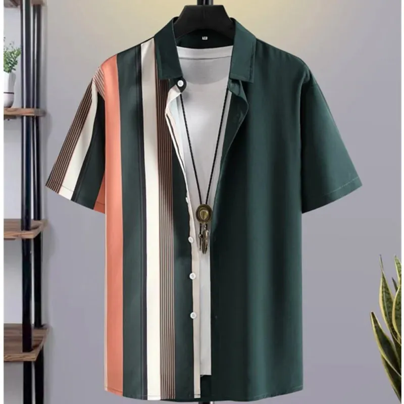 Sommerlicher UrbanMode 3D Patchwork Checkered Printed Herrenshirt