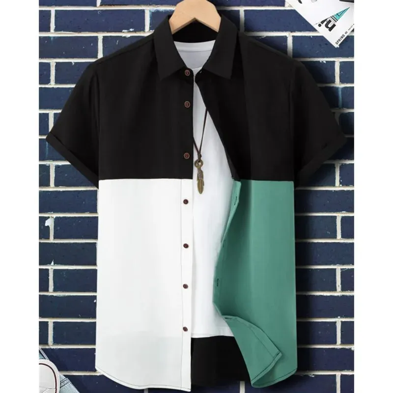 Sommerlicher UrbanMode 3D Patchwork Checkered Printed Herrenshirt