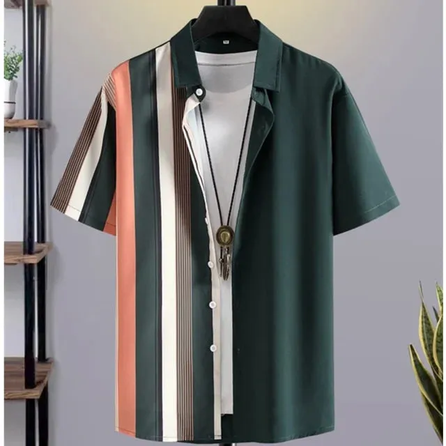 Sommerlicher UrbanMode 3D Patchwork Checkered Printed Herrenshirt