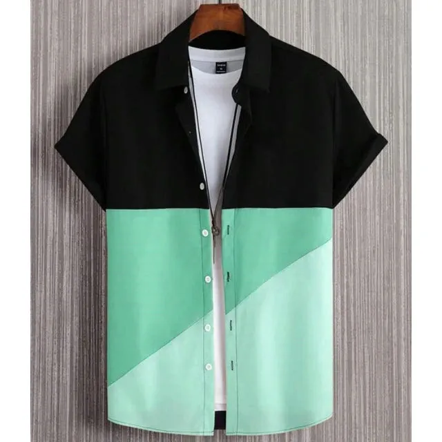 Sommerlicher UrbanMode 3D Patchwork Checkered Printed Herrenshirt