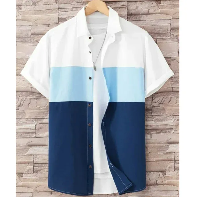 Sommerlicher UrbanMode 3D Patchwork Checkered Printed Herrenshirt
