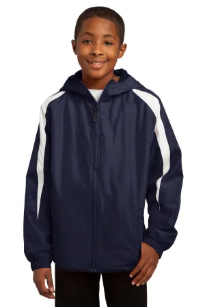 Sport-Tek Youth Fleece-Lined Colorblock Jacket. YST81 True Navy/ White