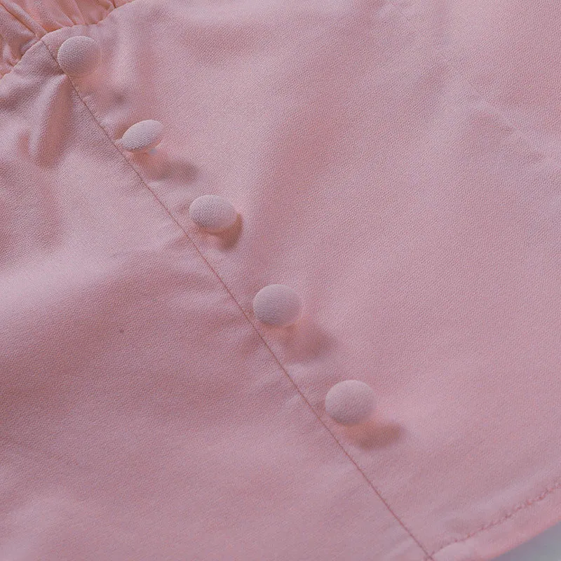 Square Collar Puff Sleeve Shirred Frill Shirts Crop Tops