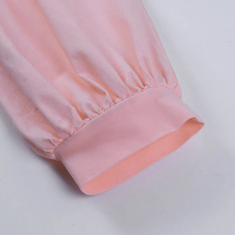 Square Collar Puff Sleeve Shirred Frill Shirts Crop Tops