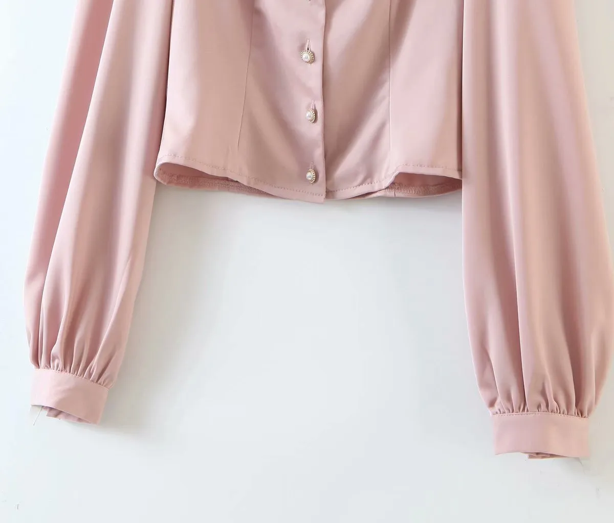 Square Collar Single-breasted Lantern Sleeve Shirts Blouses