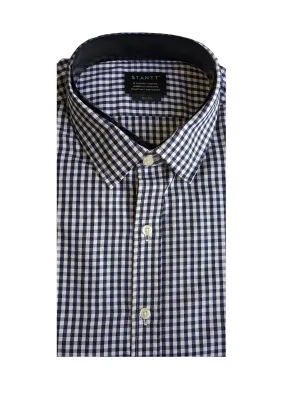 STANTT Men's Navy Gingham Business Casual Shirt Doyers Fit 17.5-31/32 NEW