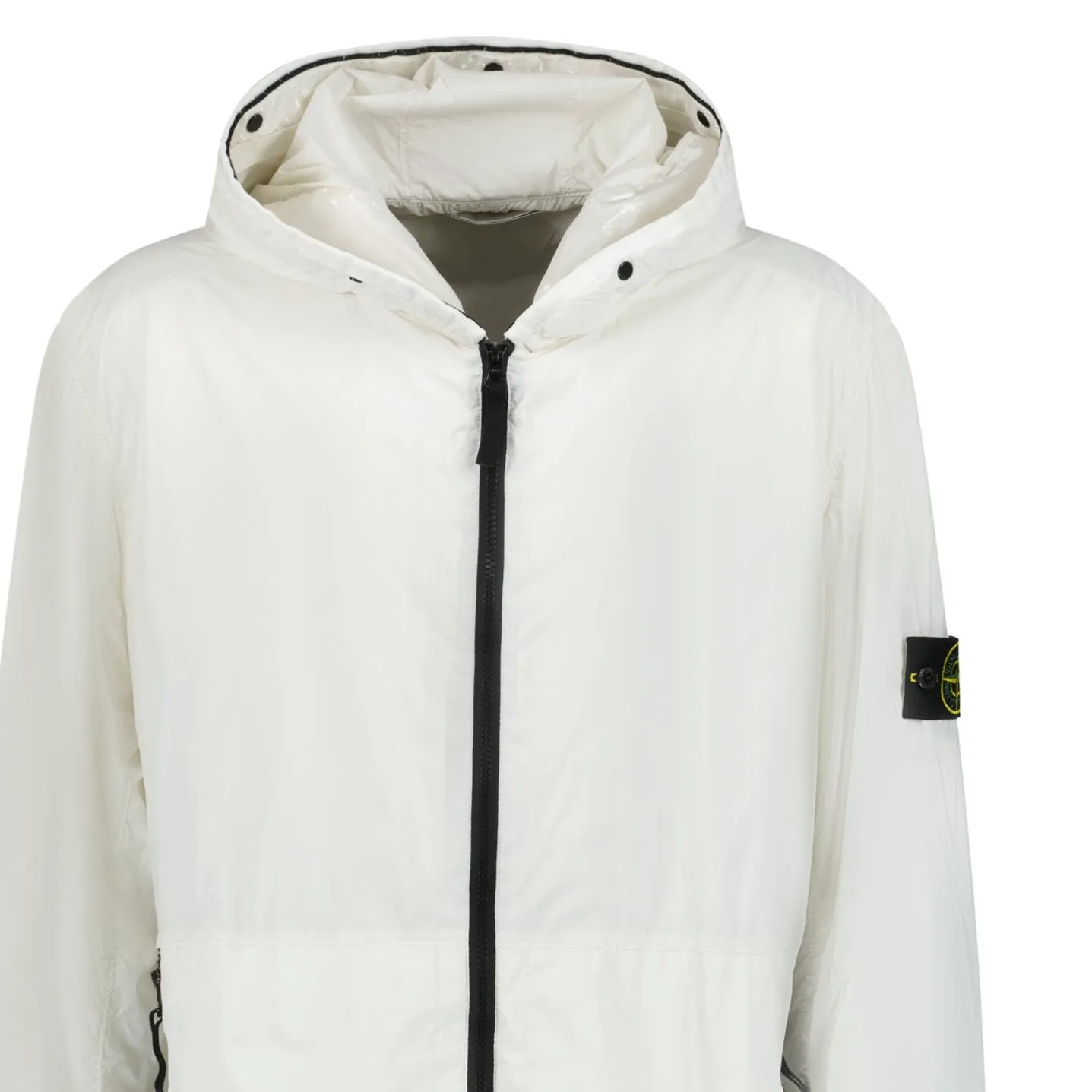 STONE ISLAND NYLON-TC HOODED RAIN JACKET WHITE