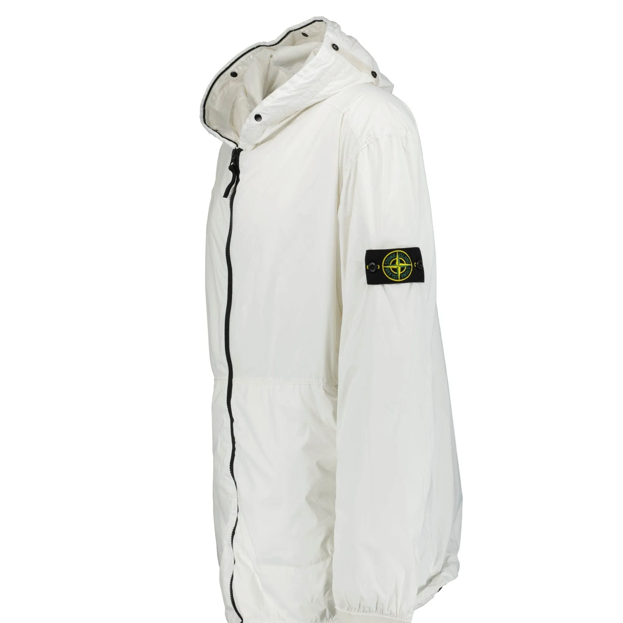 STONE ISLAND NYLON-TC HOODED RAIN JACKET WHITE