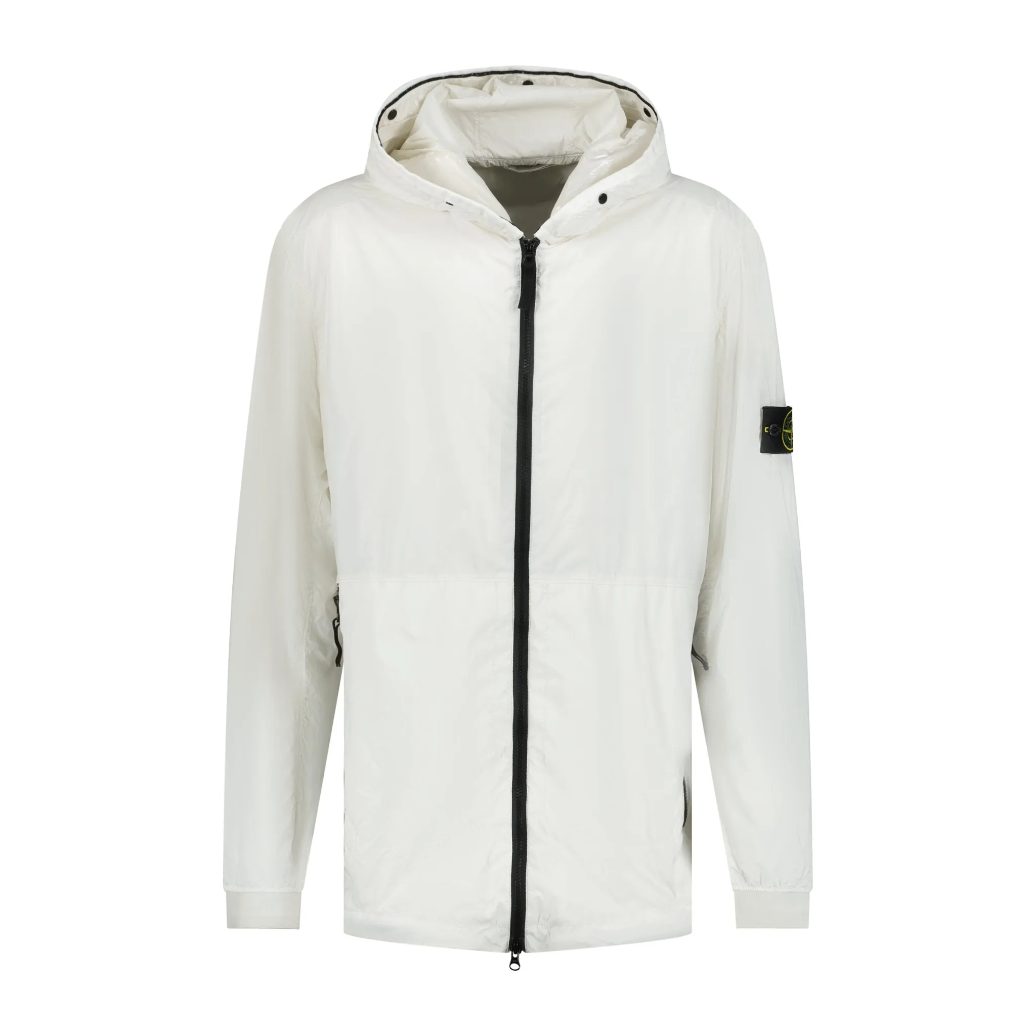 STONE ISLAND NYLON-TC HOODED RAIN JACKET WHITE