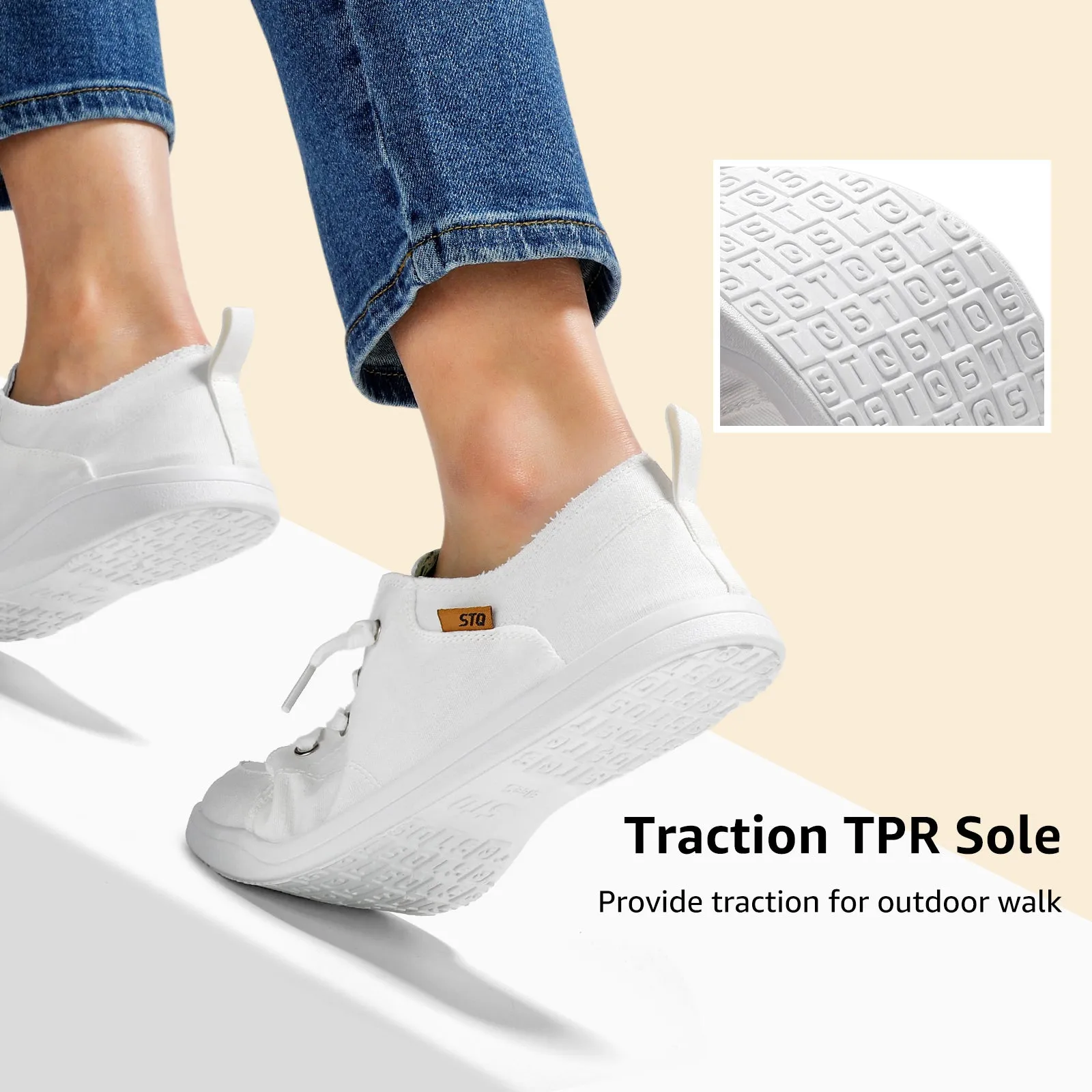 STQ Slip on Sneakers for Women Casual Canvas Shoes Machine Washable