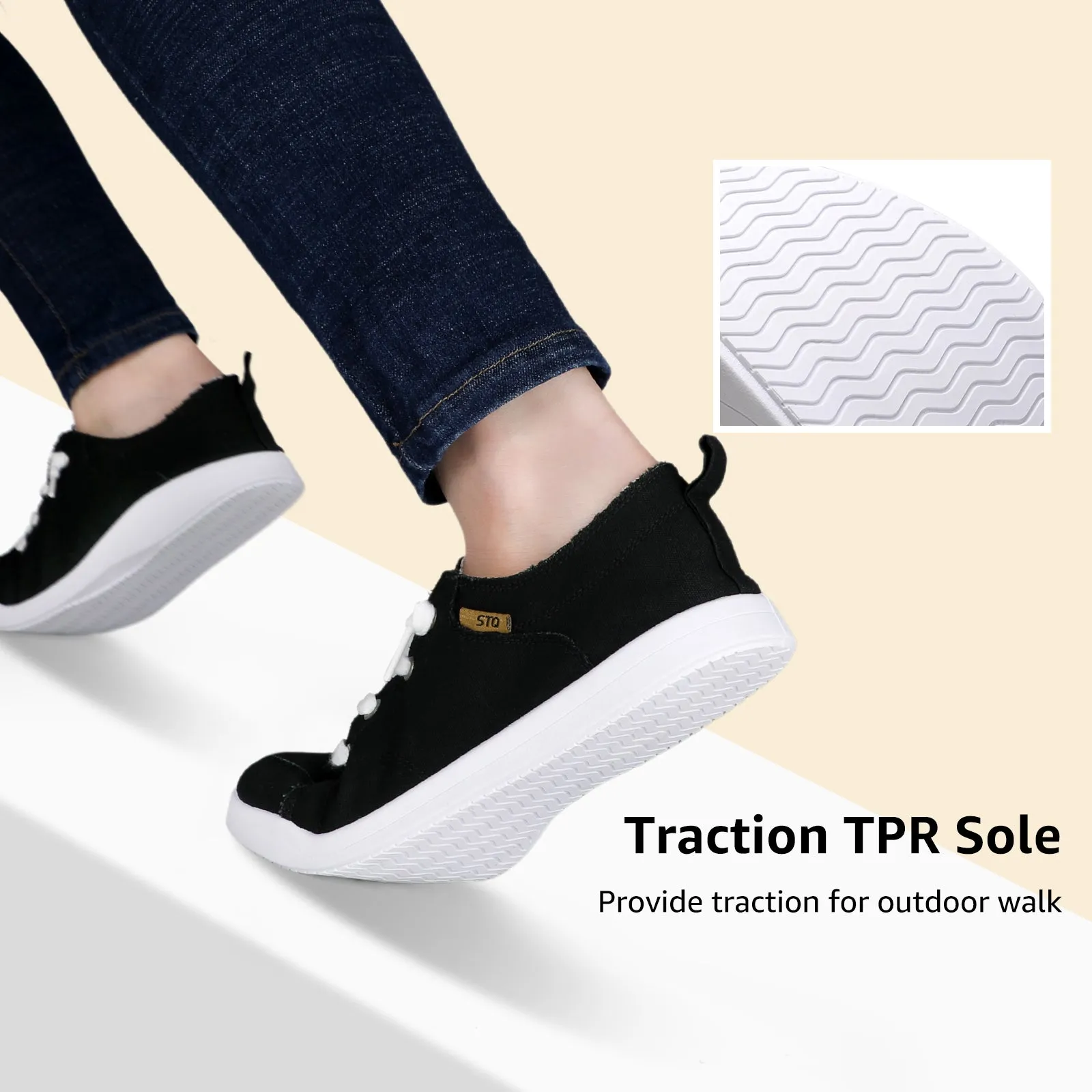 STQ Slip on Sneakers for Women Casual Canvas Shoes Machine Washable