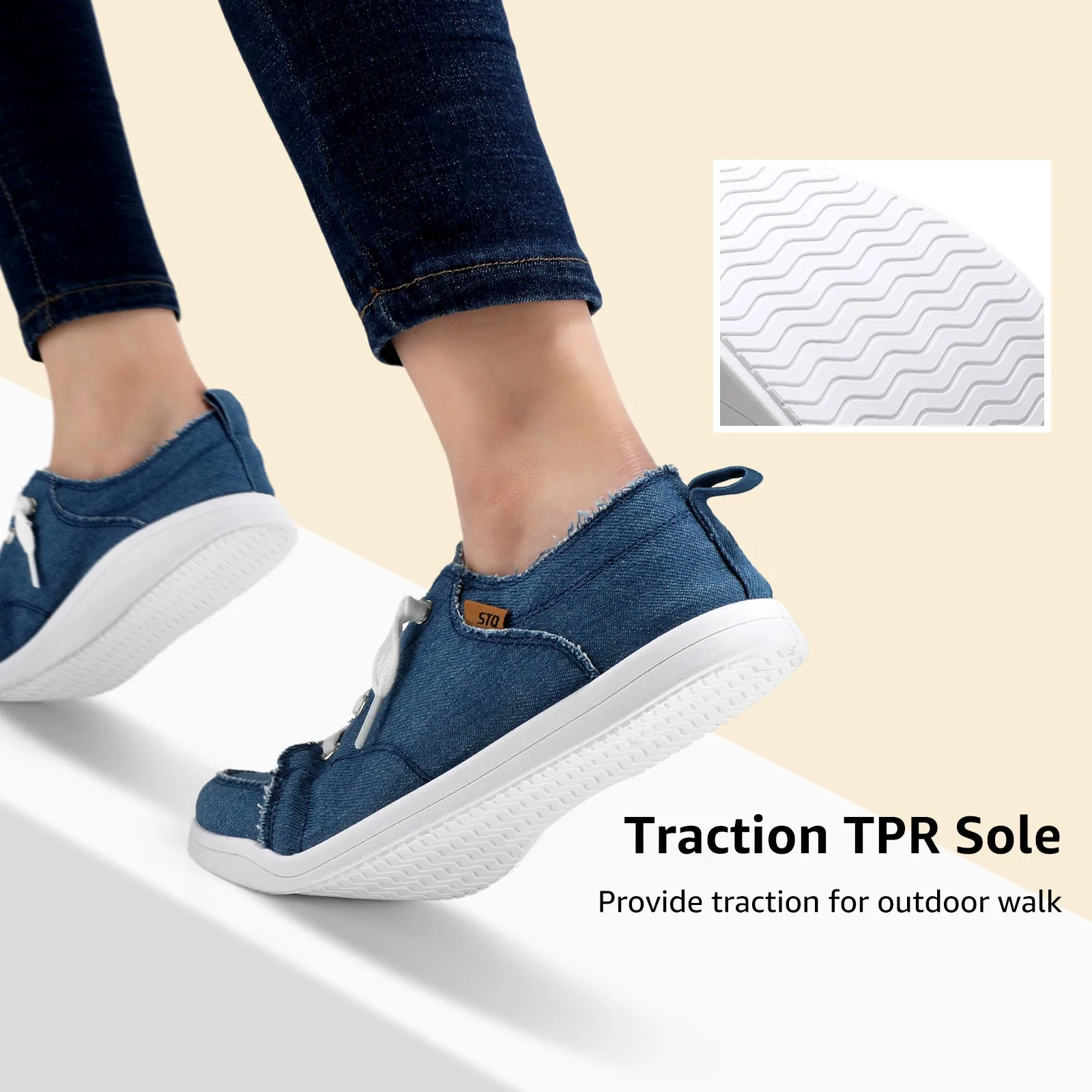 STQ Slip on Sneakers for Women Casual Canvas Shoes Machine Washable