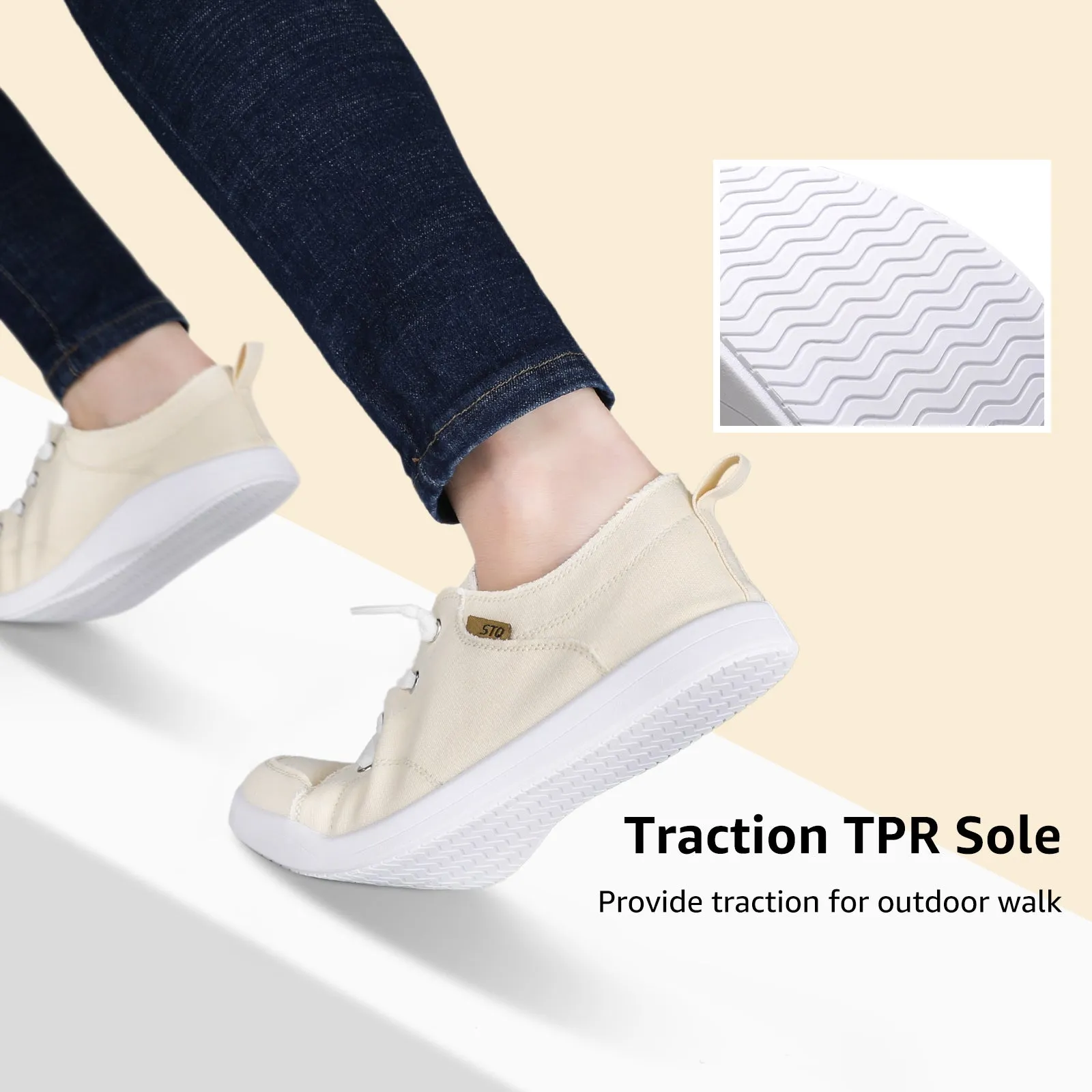 STQ Slip on Sneakers for Women Casual Canvas Shoes Machine Washable