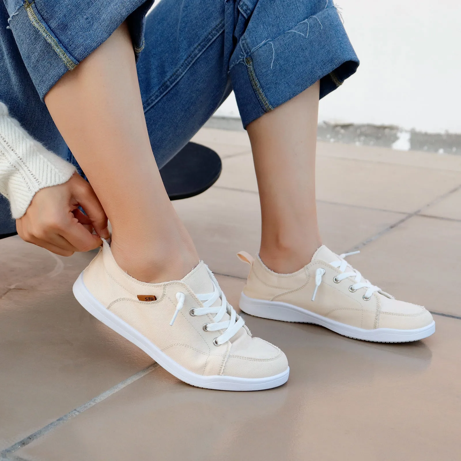 STQ Slip on Sneakers for Women Casual Canvas Shoes Machine Washable