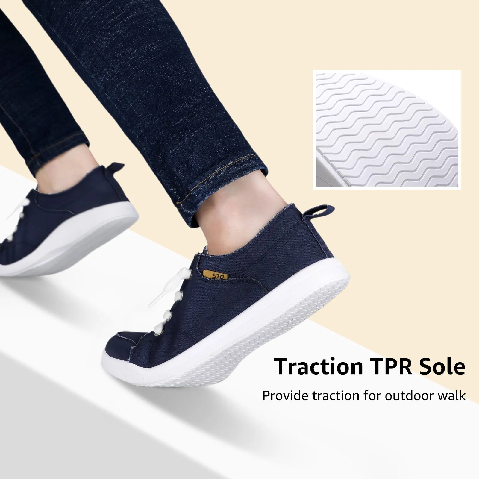 STQ Slip on Sneakers for Women Casual Canvas Shoes Machine Washable