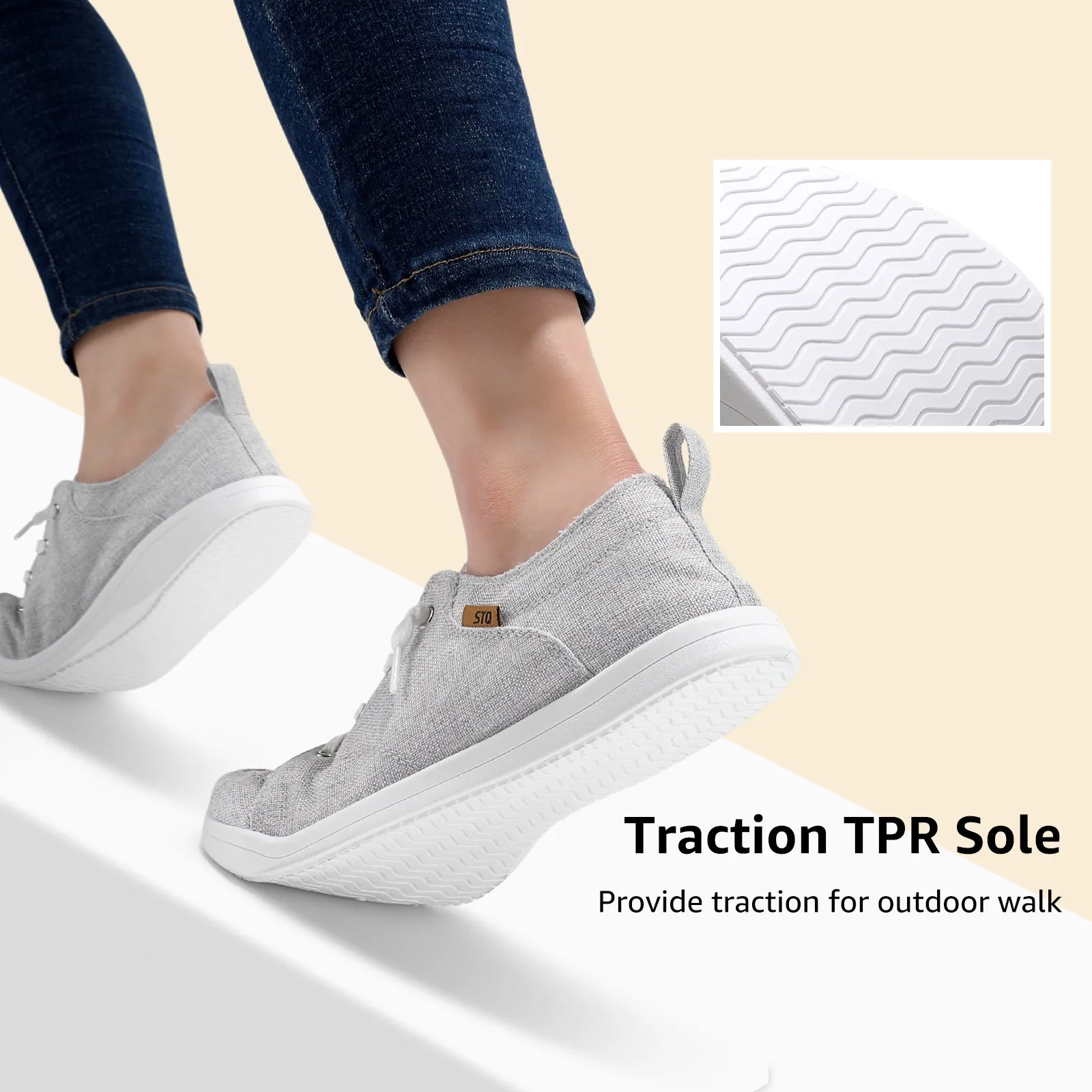 STQ Slip on Sneakers for Women Casual Canvas Shoes Machine Washable
