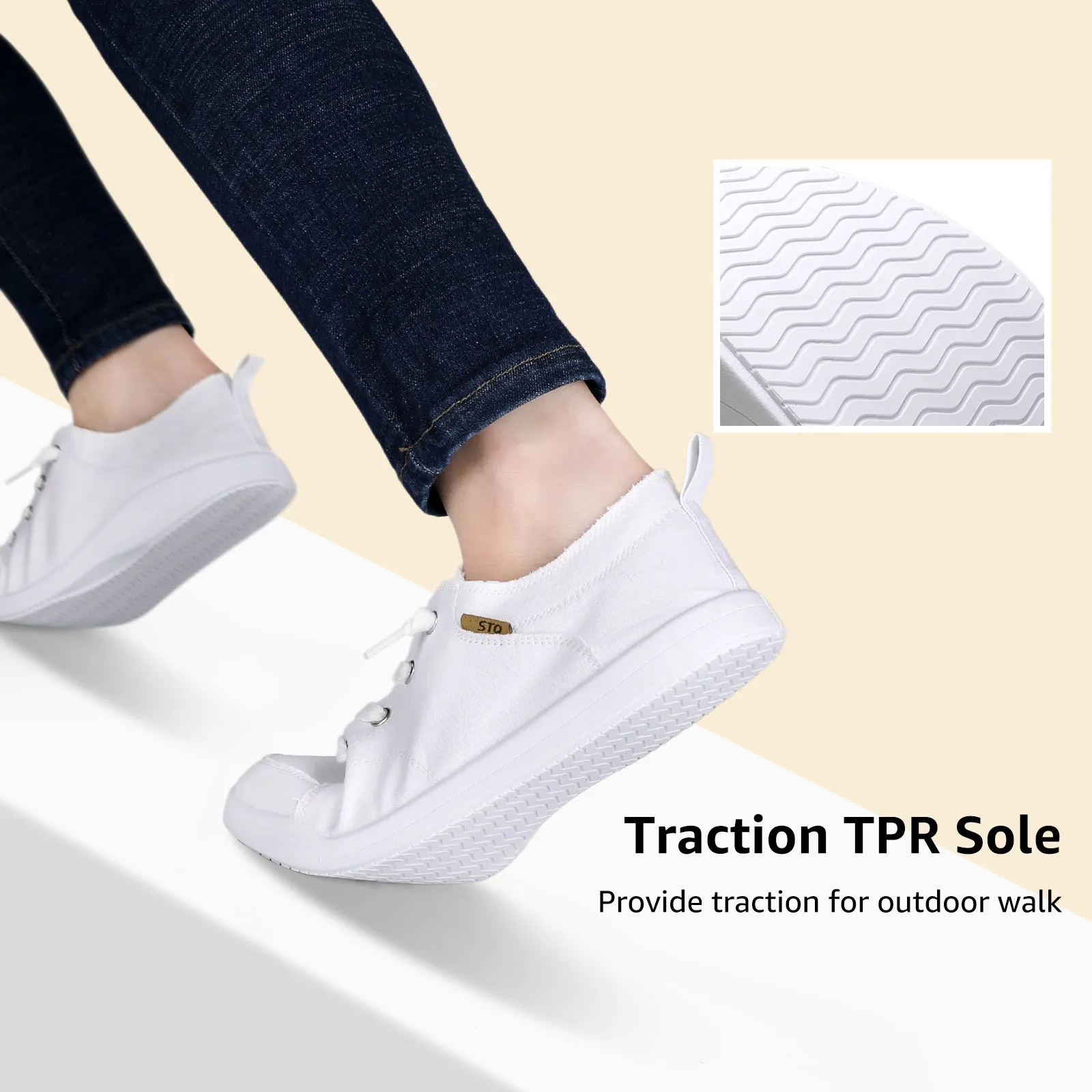 STQ Slip on Sneakers for Women Casual Canvas Shoes Machine Washable