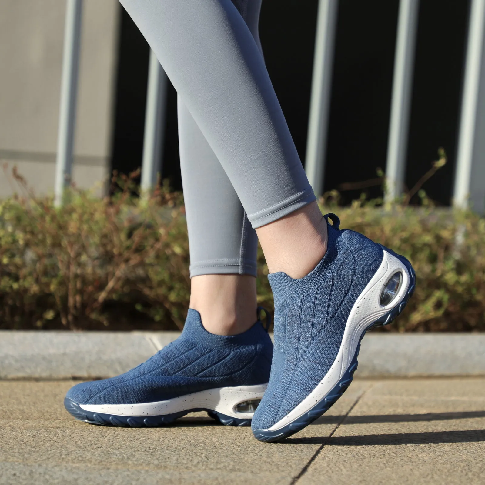 STQ Womens Slip on Walking Shoes Breathable Non Slip Work Shoes Comfortable Air Cushion Orthopedic Sneakers with Arch Support