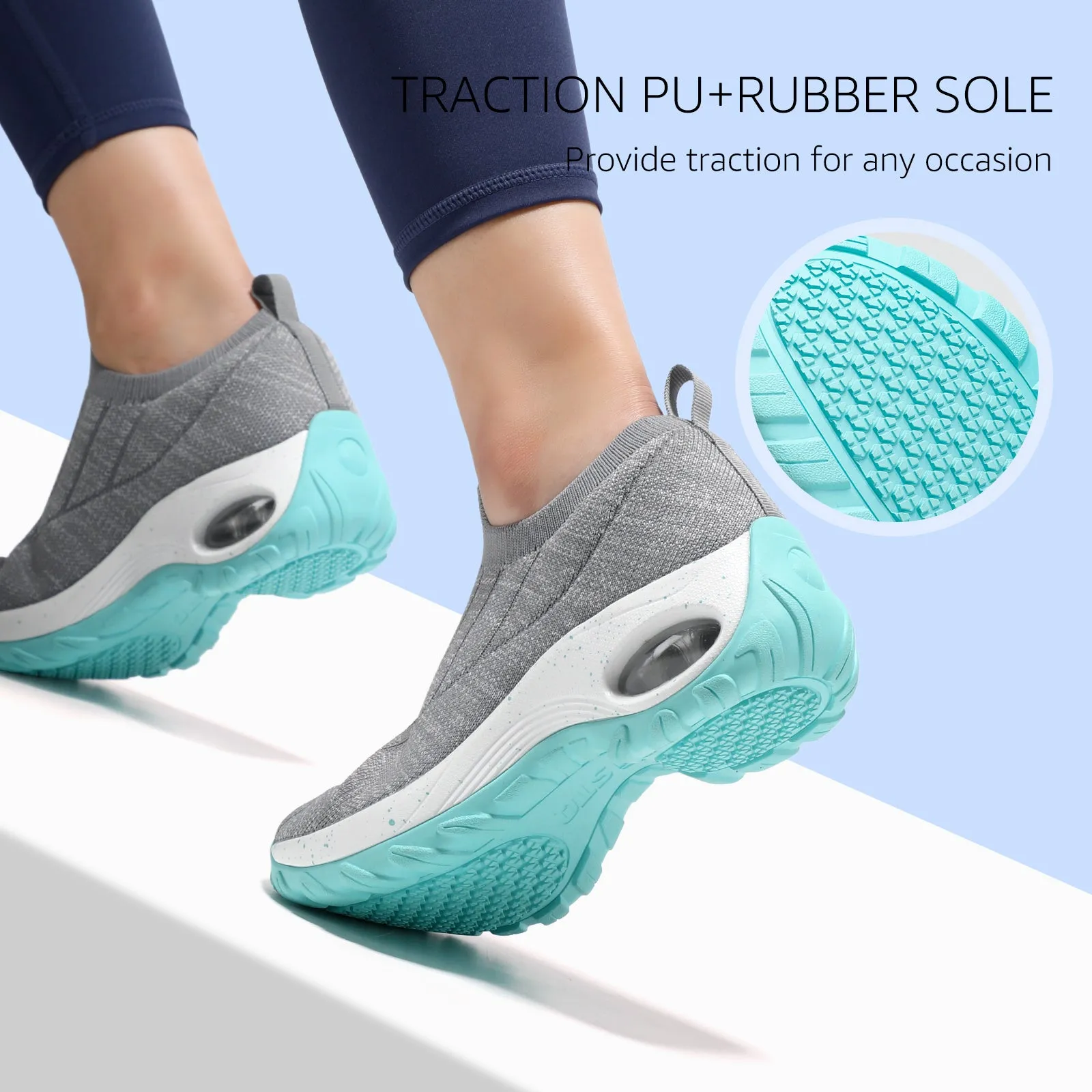 STQ Womens Slip on Walking Shoes Breathable Non Slip Work Shoes Comfortable Air Cushion Orthopedic Sneakers with Arch Support