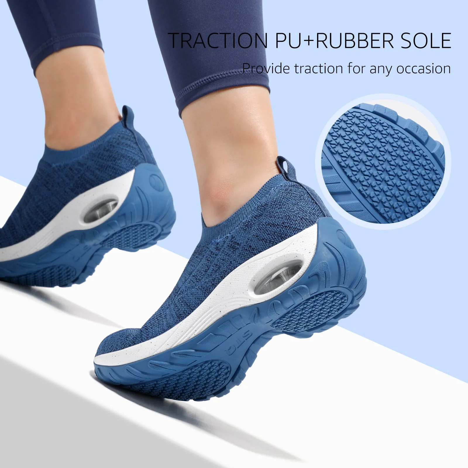 STQ Womens Slip on Walking Shoes Breathable Non Slip Work Shoes Comfortable Air Cushion Orthopedic Sneakers with Arch Support