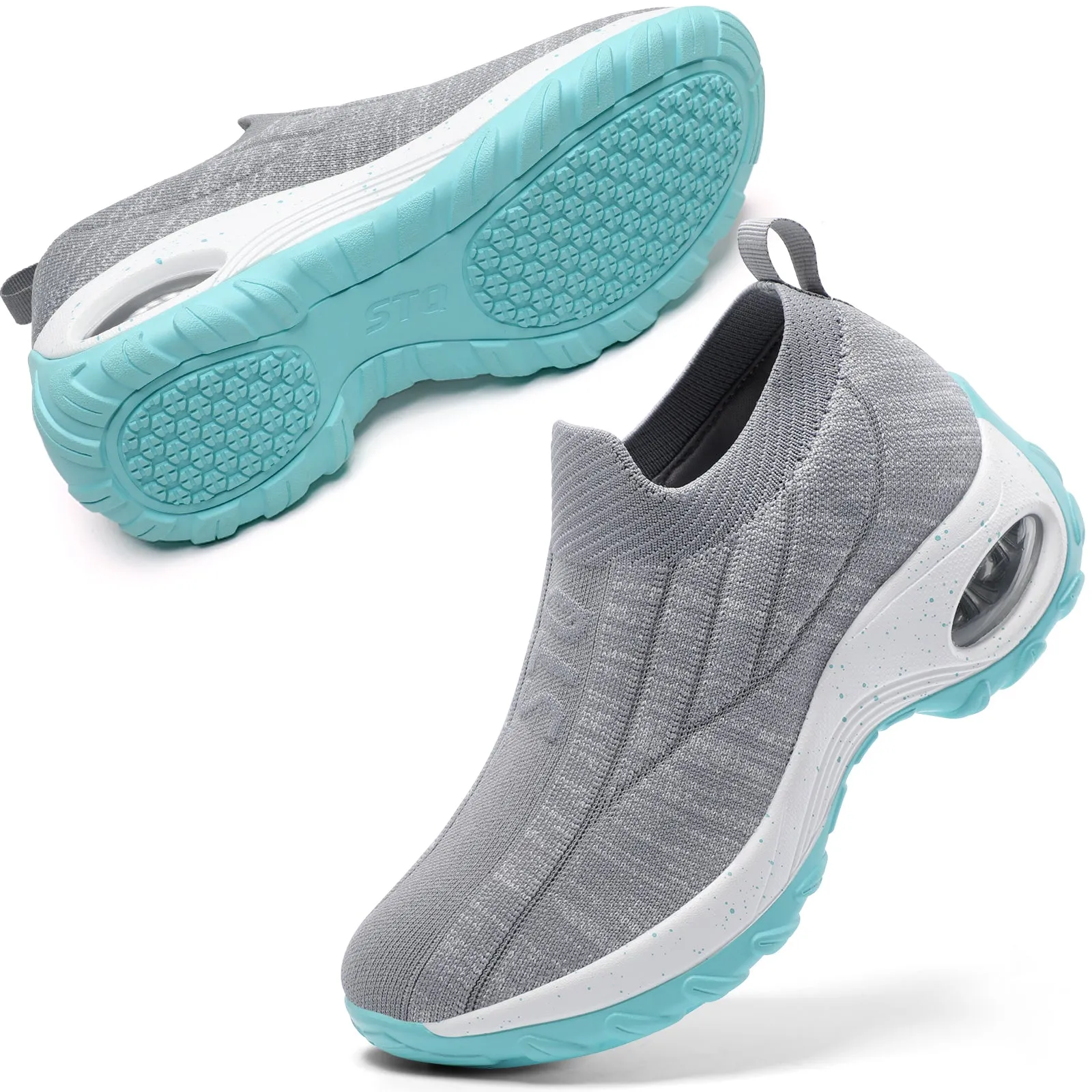 STQ Womens Slip on Walking Shoes Breathable Non Slip Work Shoes Comfortable Air Cushion Orthopedic Sneakers with Arch Support