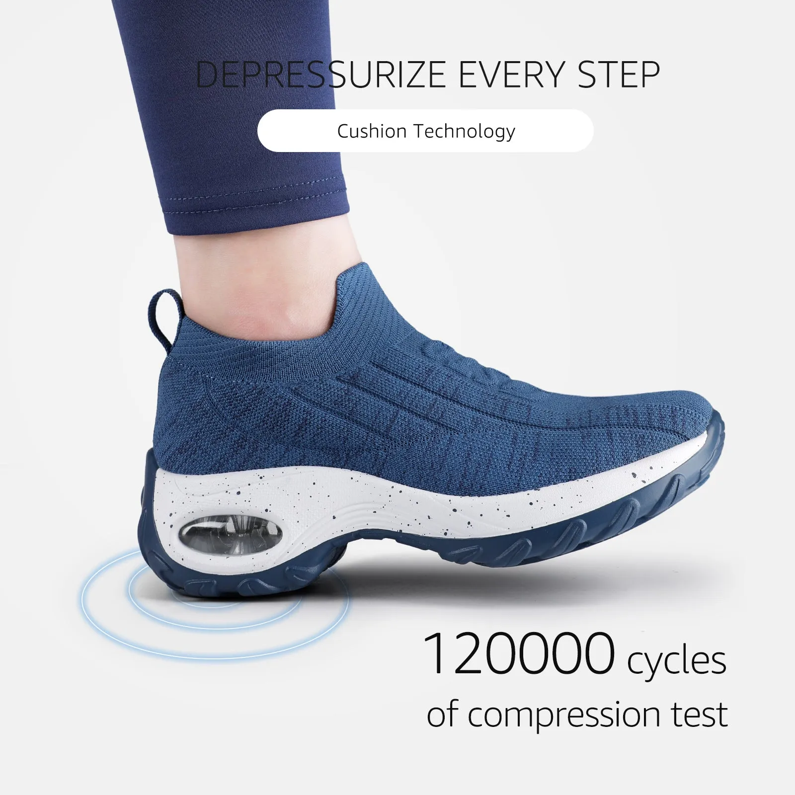 STQ Womens Slip on Walking Shoes Breathable Non Slip Work Shoes Comfortable Air Cushion Orthopedic Sneakers with Arch Support