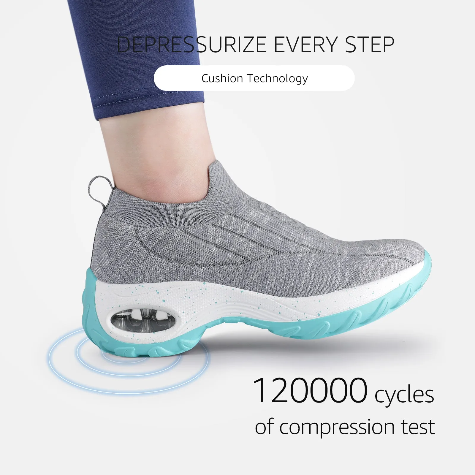 STQ Womens Slip on Walking Shoes Breathable Non Slip Work Shoes Comfortable Air Cushion Orthopedic Sneakers with Arch Support