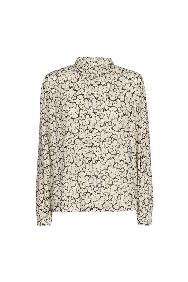 STRAIGHT-FITTING FLORAL PRINT BLOUSE