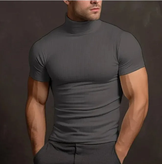 Stretch-Shirt mit Rollkragen aus Mattem Material