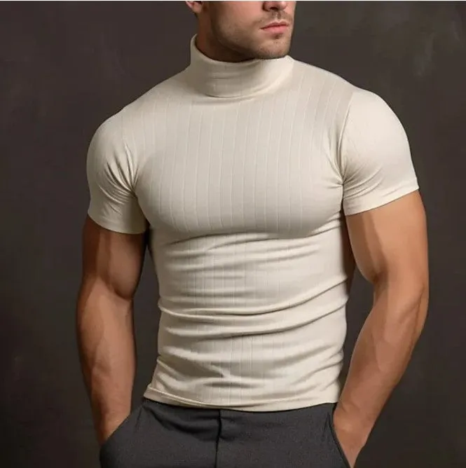 Stretch-Shirt mit Rollkragen aus Mattem Material
