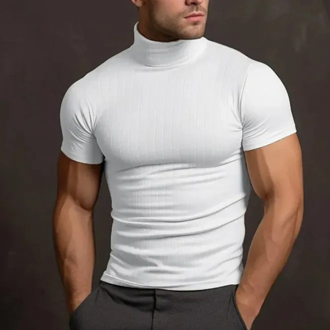 Stretch-Shirt mit Rollkragen aus Mattem Material