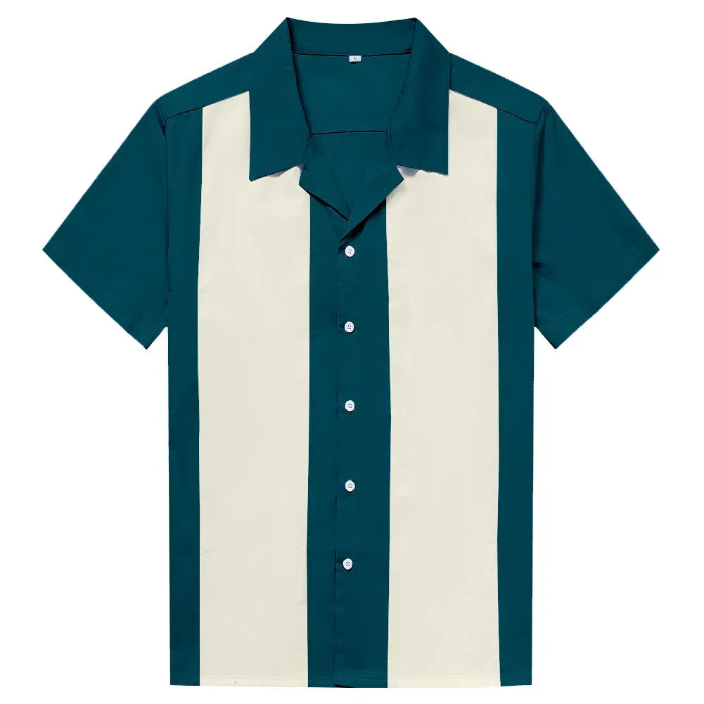 SummerCool Herren vertikal gestreiftes Bowlinghemd