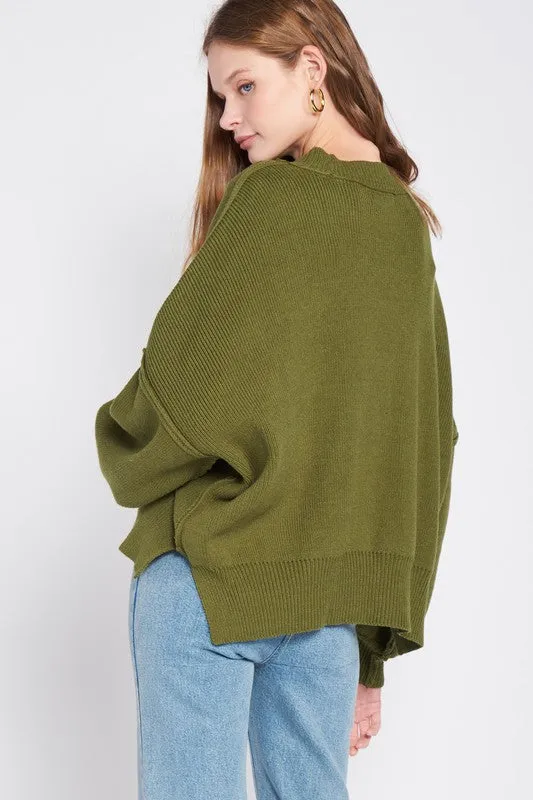 Sweaters OVER FITTED LONG SLEEVE SWEATER TOP