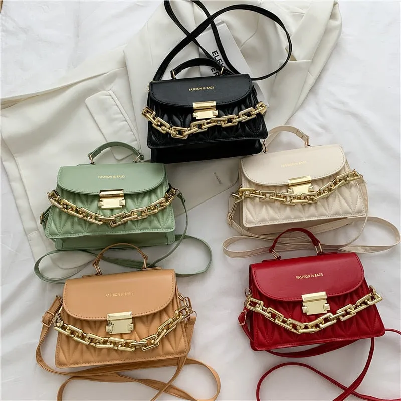 Textured Chain Shoulder Tote Purse