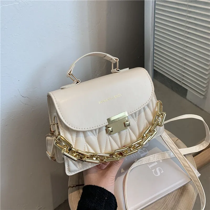 Textured Chain Shoulder Tote Purse