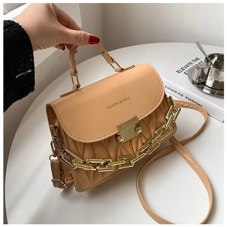 Textured Chain Shoulder Tote Purse